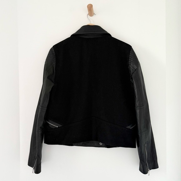 Marc Jacobs black leather and wool biker moto jacket - Large - Picture 6 of 8